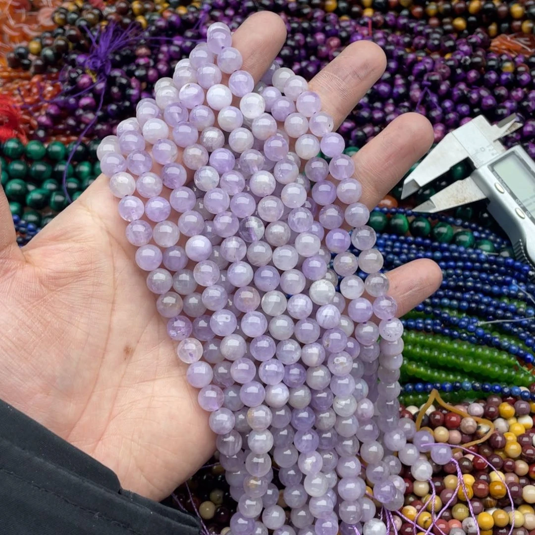 玛瑙/玉髓珠宝半成品未镶嵌一条装8mm紫水圆珠