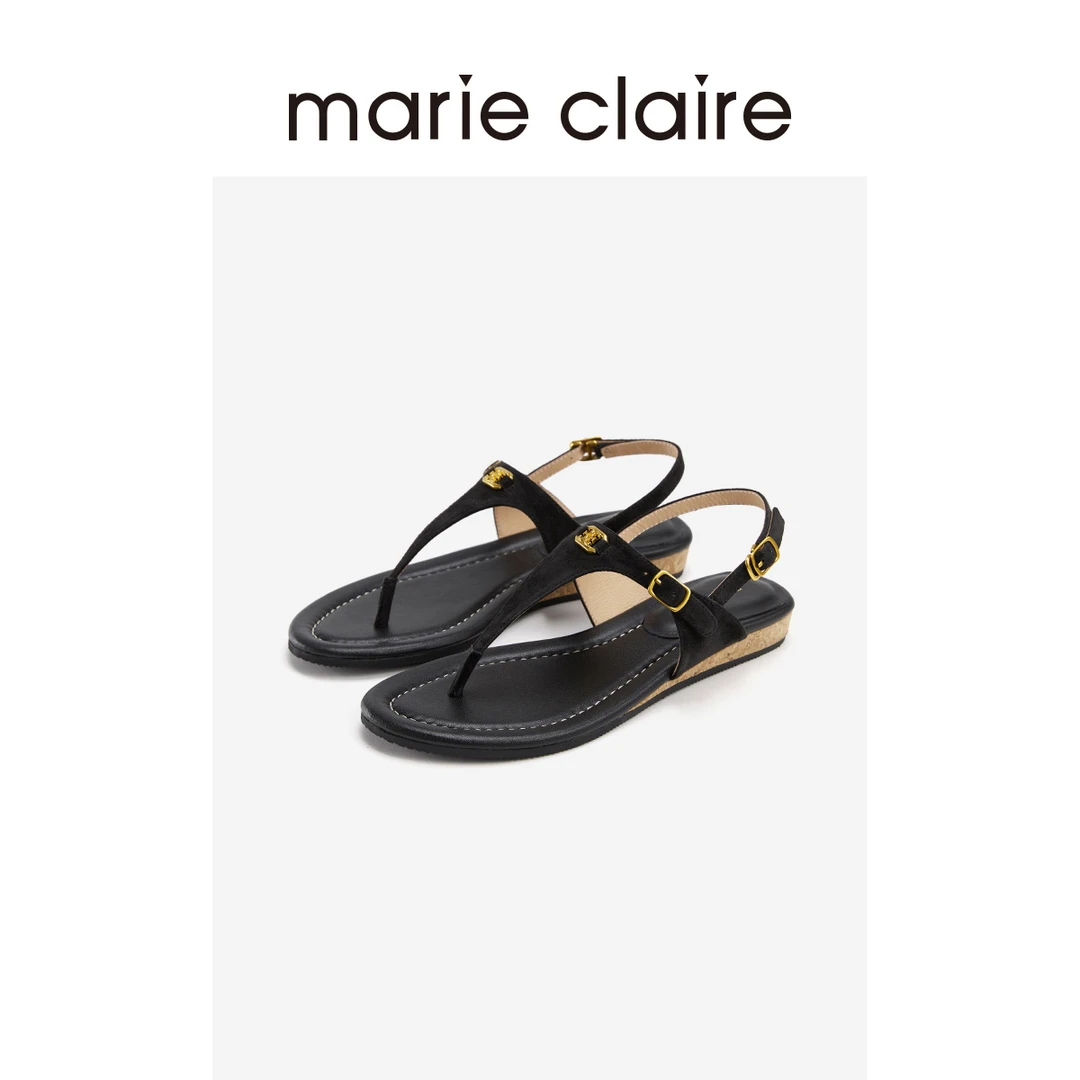 MC女鞋夹趾休闲凉鞋低跟时装凉鞋时尚百搭软底marieclaire女鞋