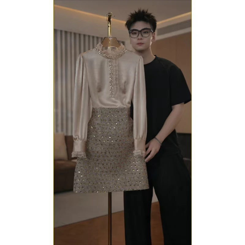 【现货现发】3071品牌女装高定气质显瘦长袖连衣裙