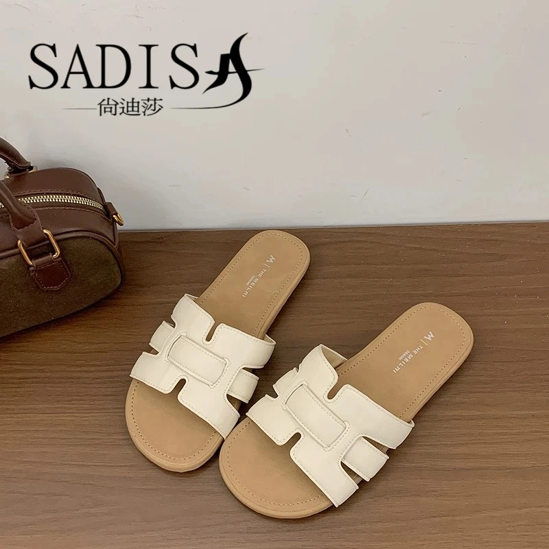 尚迪莎夏季平底胶粘鞋一字拖insH拖鞋女夏外穿多巴胺穿搭软底休闲