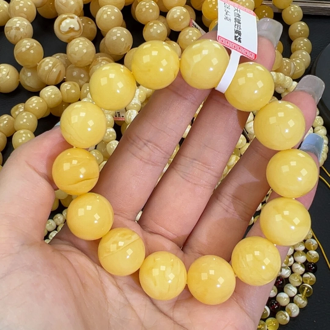 琥珀未镶嵌手链28.7黄白蜡