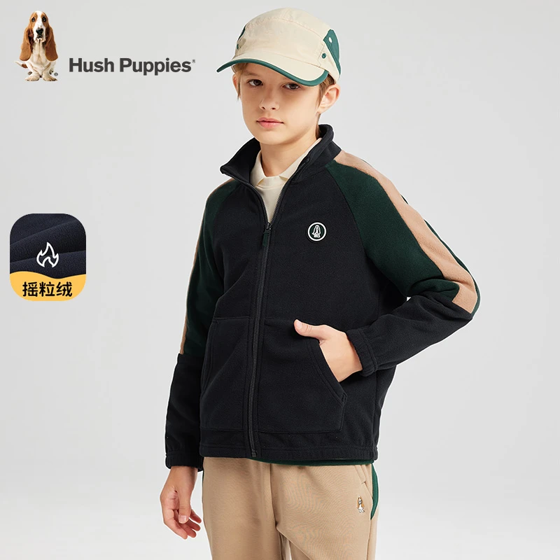 【多色摇粒绒外套】暇步士童装秋季新款儿童拼色保暖针织外套