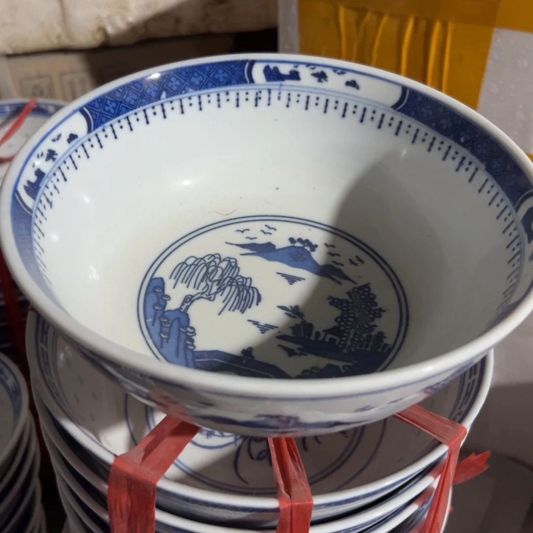 碗青花8寸梧桐汤碗，微瑕