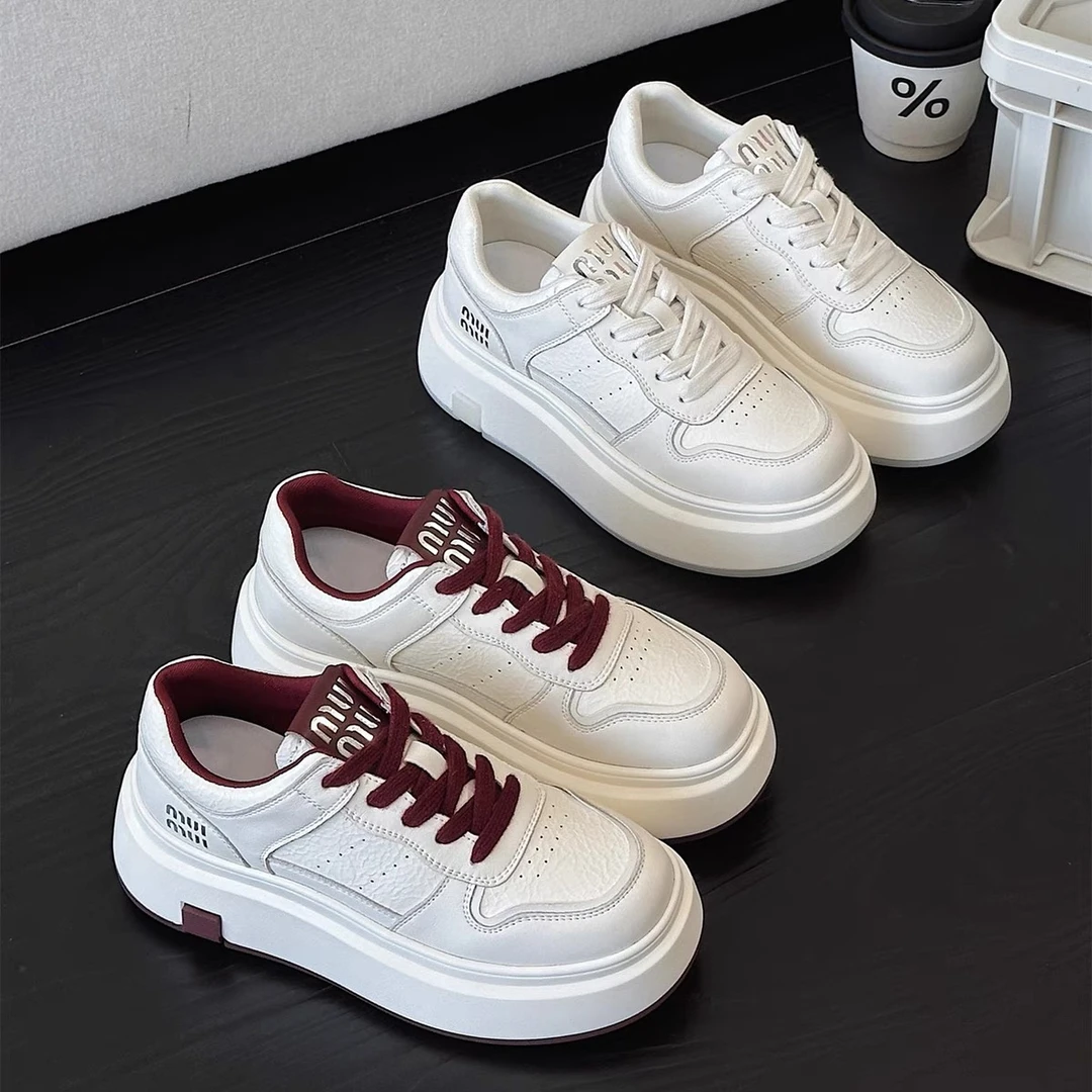 【潮韩L】2025新款百搭小白鞋女设计师版时尚运动板鞋厚底潮流女鞋