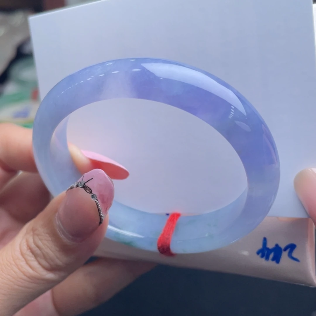 翡翠未镶嵌手镯20号 52.5贵妃薰衣草紫