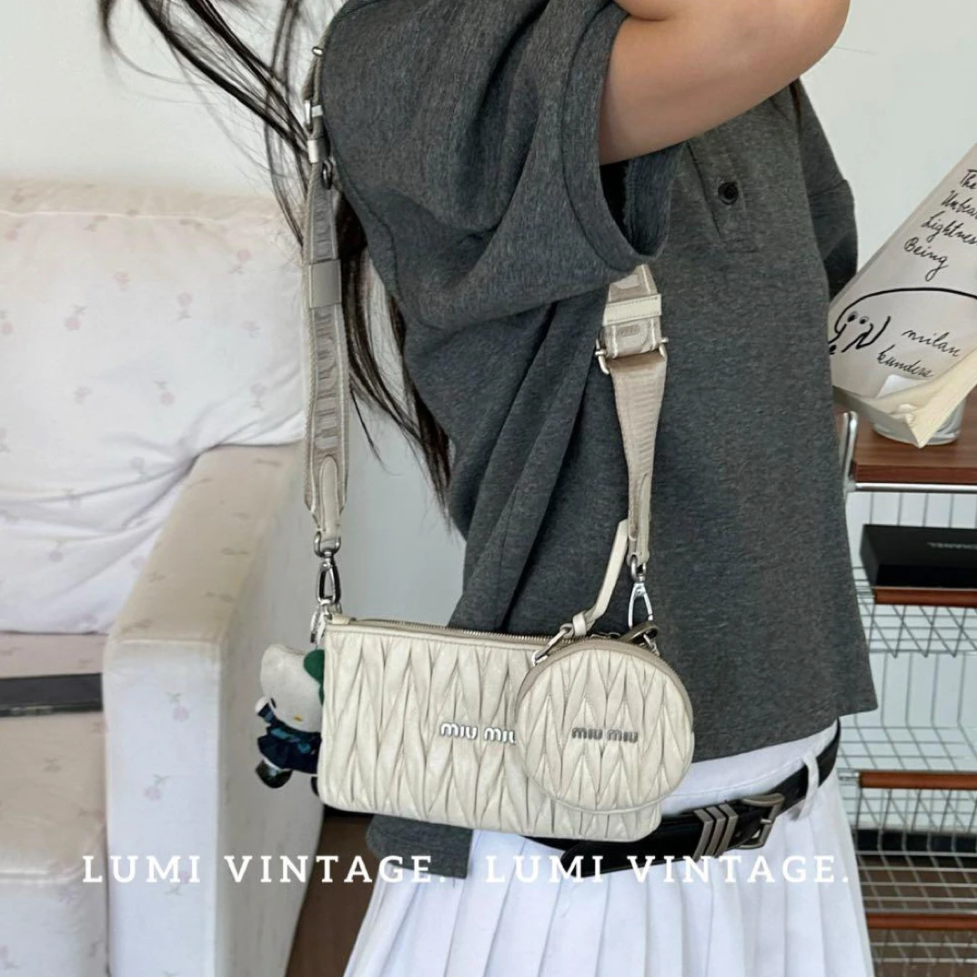 95新 MIU MIU/缪缪 粉笔白羊皮单肩包53540995