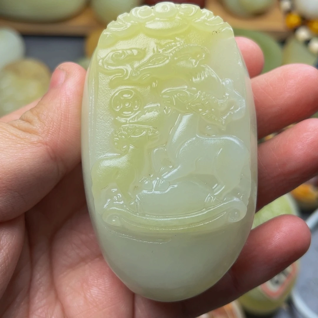 石材方解石手把件羊