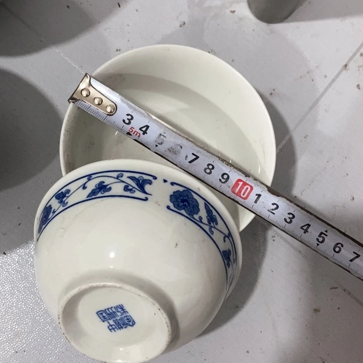 瓷片四厂青花翡翠瓷碗一对