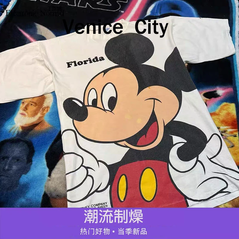 【文鹿鹿】2025新款时尚小众设计师洋气减龄卡通米奇上衣短袖