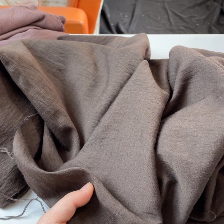 天丝（莱赛尔纤维）深咖棉麻2米