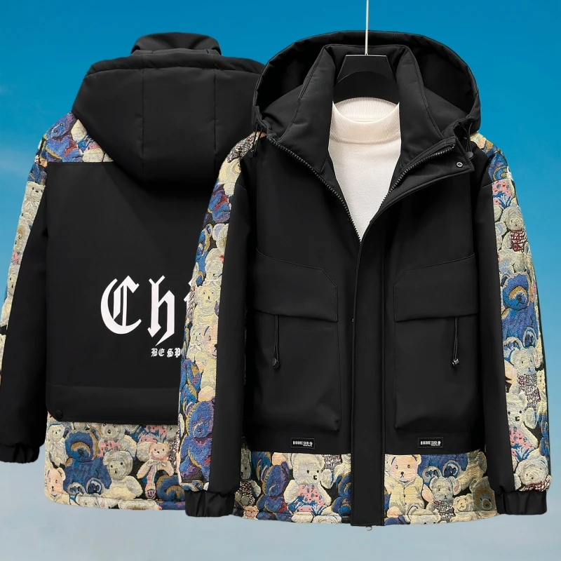 中国风潮流男士秋冬季加肥加大码轻薄二棉棉衣胖子保暖薄棉服外套