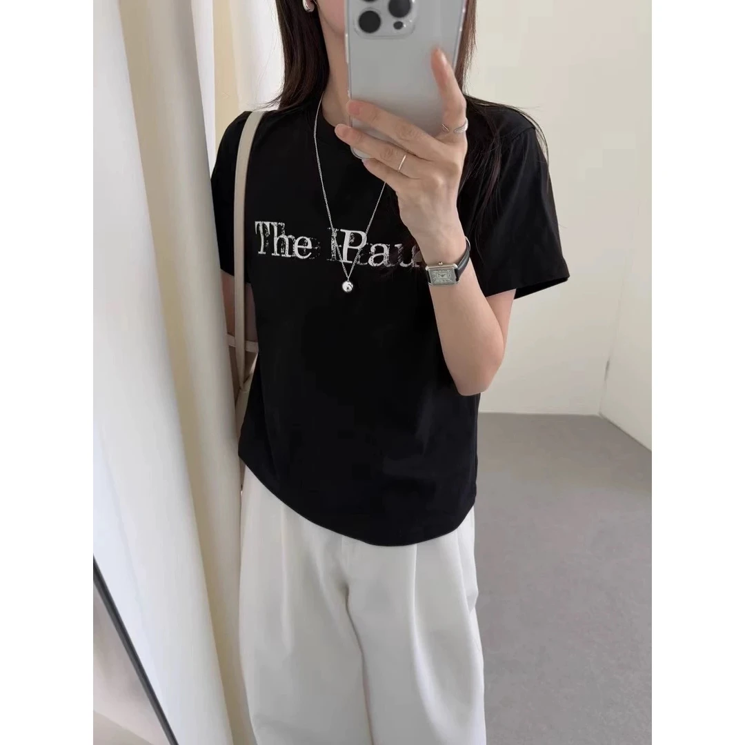 新品韩系简约字母T恤3208