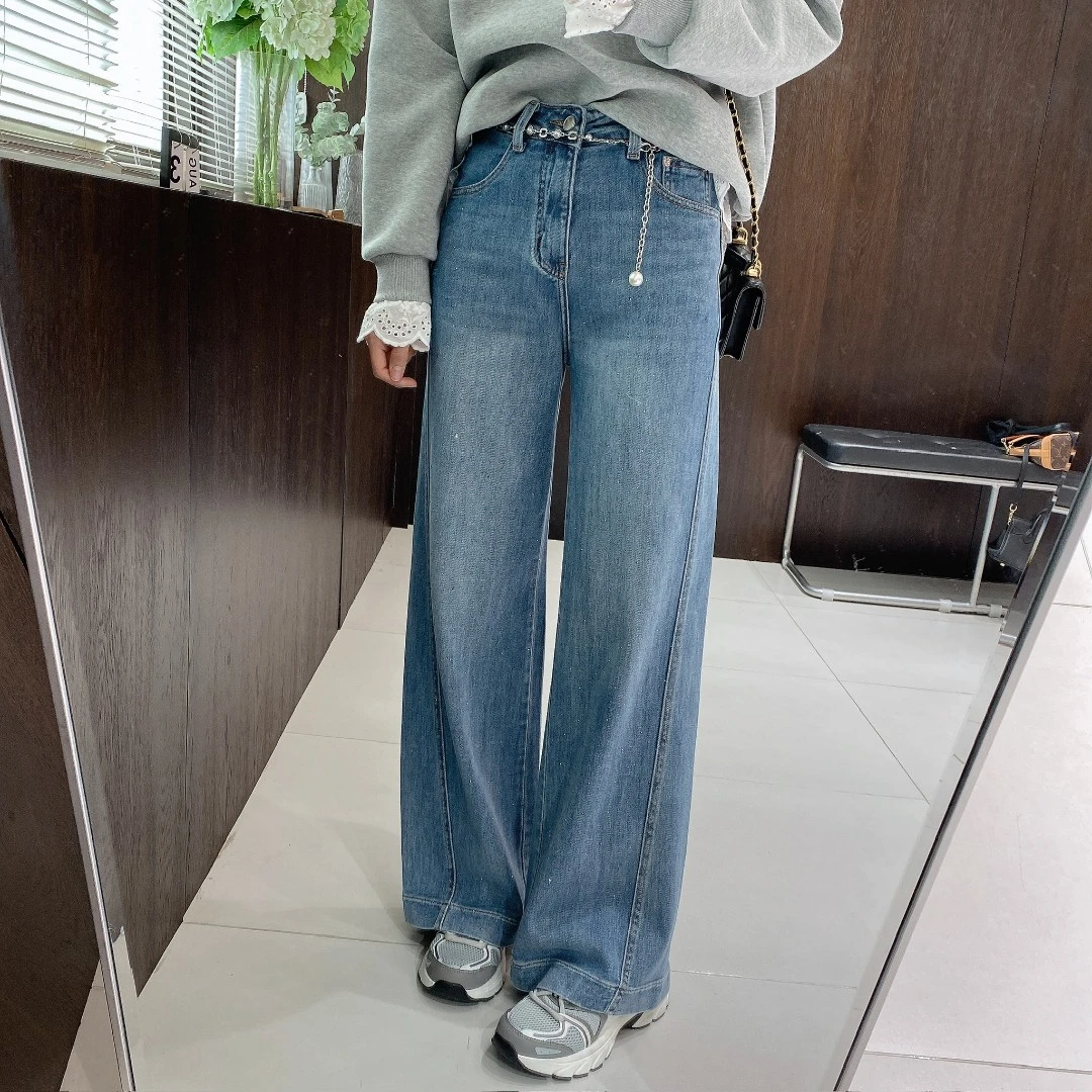 IMFLY金小金自制女装 牛仔裤DYK2565春季洋气衣服女窄版阔腿裤子