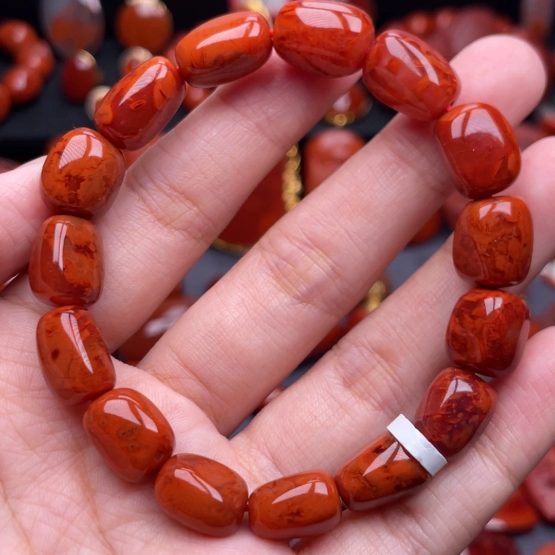 南红玛瑙未镶嵌珠宝奇石单圈11mm