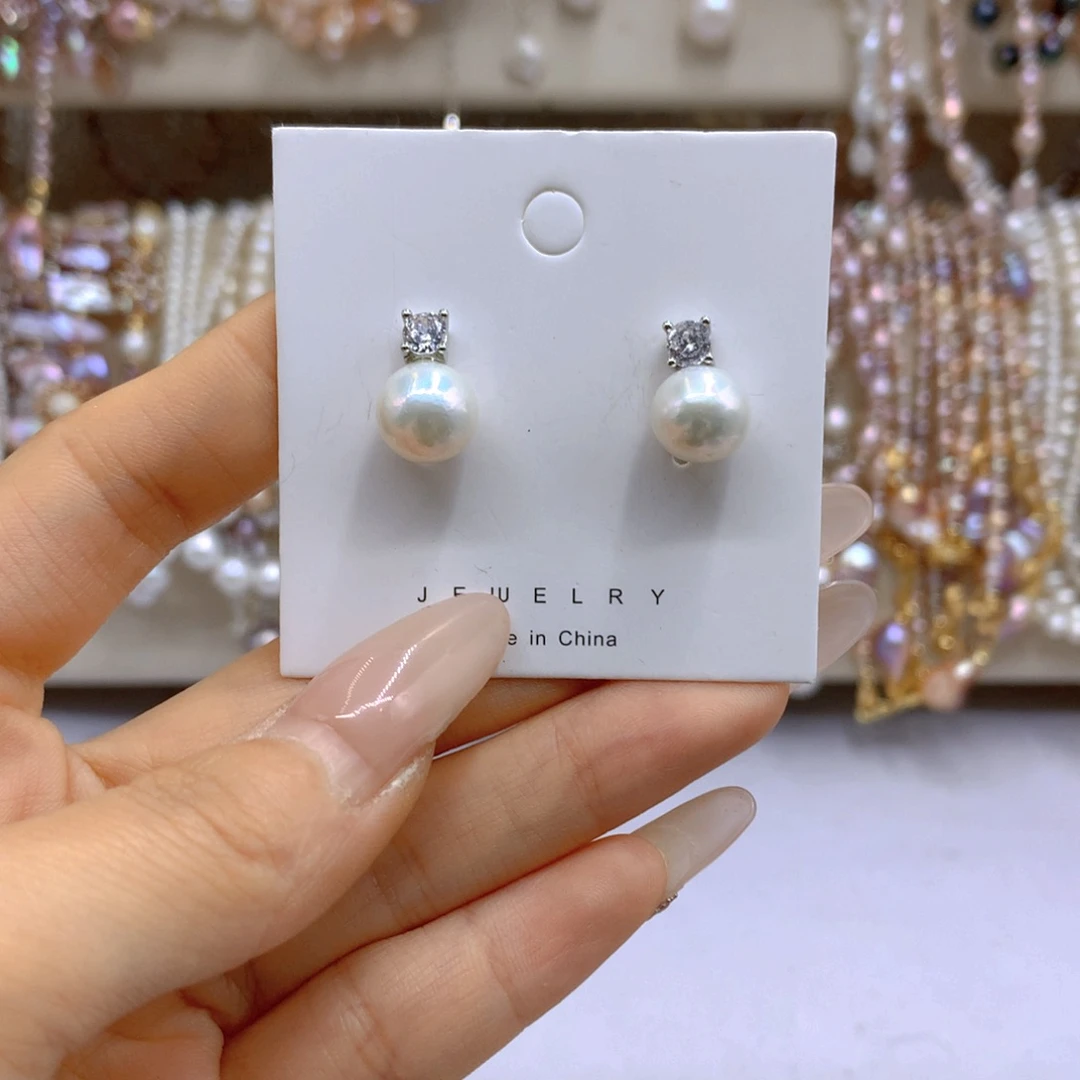 淡水珍珠耳饰银S925镶嵌