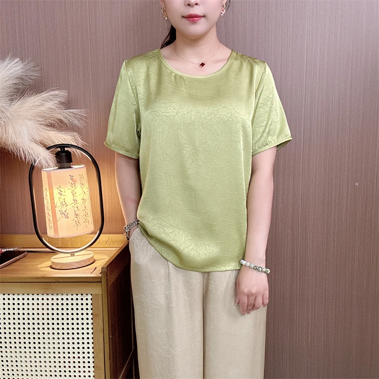 【凉感丝】升級款短袖T恤夏季透气宽松高端洋气上衣显瘦气质妈妈装