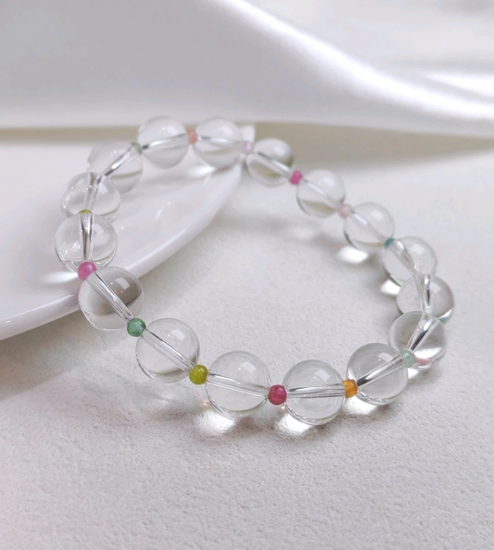 8A纯净白水晶手串约9-10mm