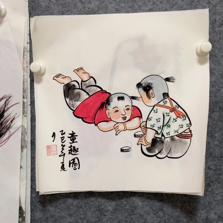 国画人物33厘米斗方