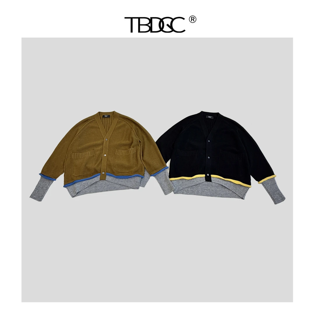 25秋冬设计师品牌系列 男女同款双色羊毛混纺拼色开衫毛衣