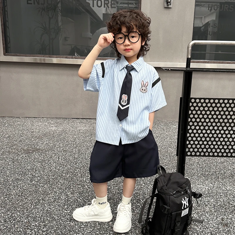 儿童夏季套装男童英伦幼儿园班服毕业演出礼服女孩夏装六一表演服