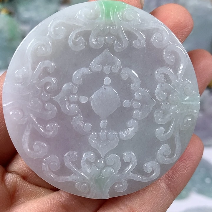 颈饰未镶嵌翡翠花开富贵两面工艺福利