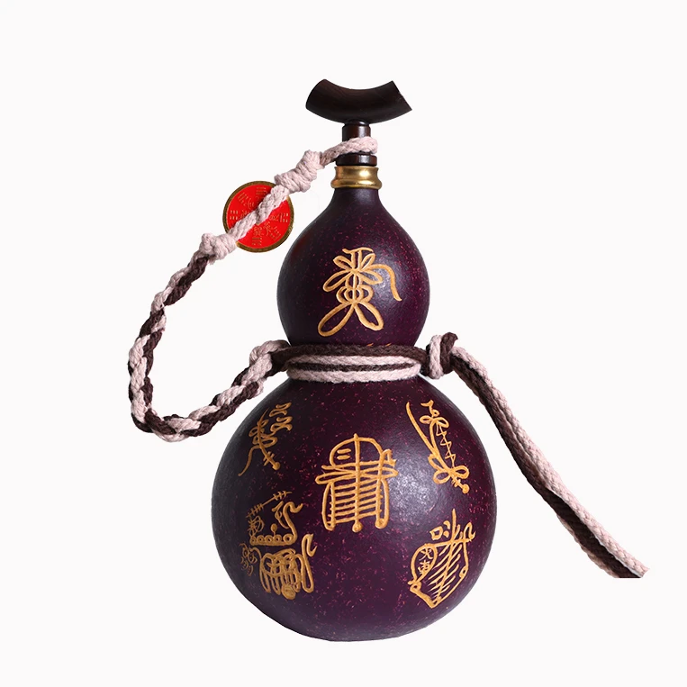 03天师道五雷符大漆葫芦水壶手工雕刻纯手工制作天然酒葫芦