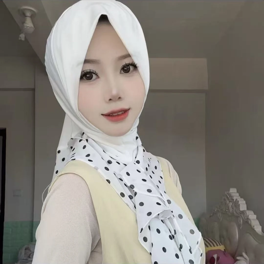 波点花边拼接小帽檐