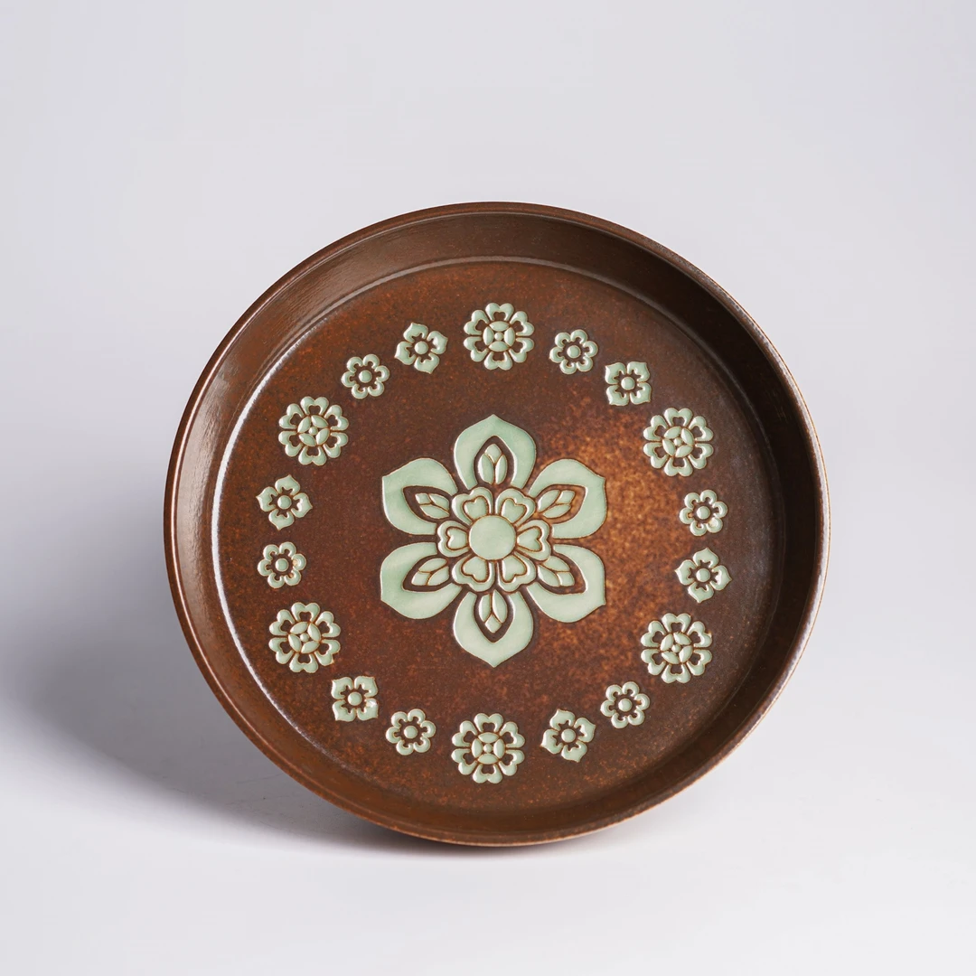 SHTC1088[学茶严选]舒禾-宝相花壶承（大）