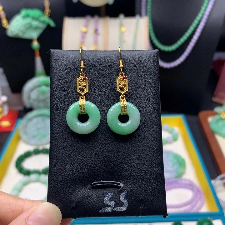 翡翠未镶嵌耳饰翡翠耳环