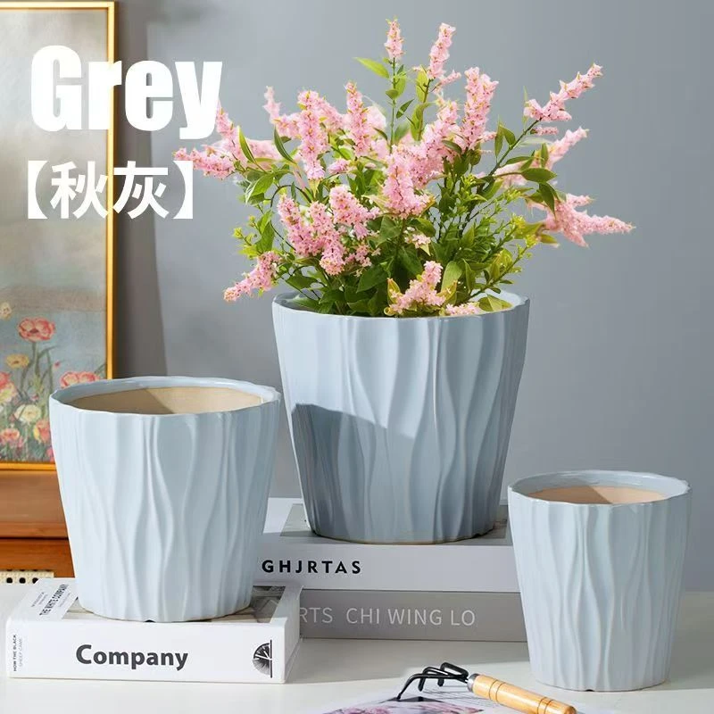 简约风格特大号带托盘花盆捡漏陶瓷清仓适合室内外多种绿植盆栽