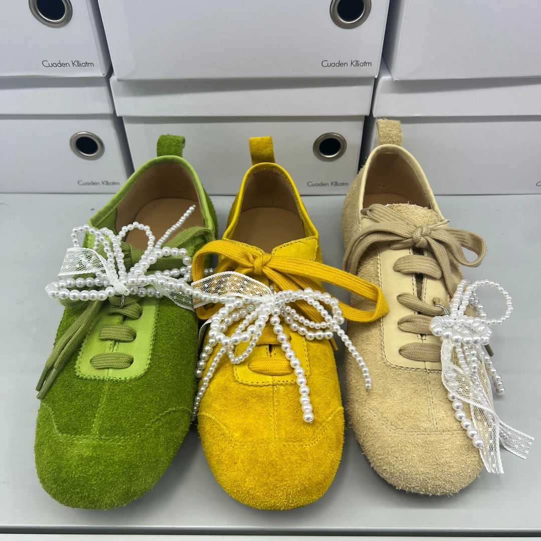 休闲鞋德训鞋系带拼色时尚休闲鞋透气绿色潮流厚底时尚鞋子