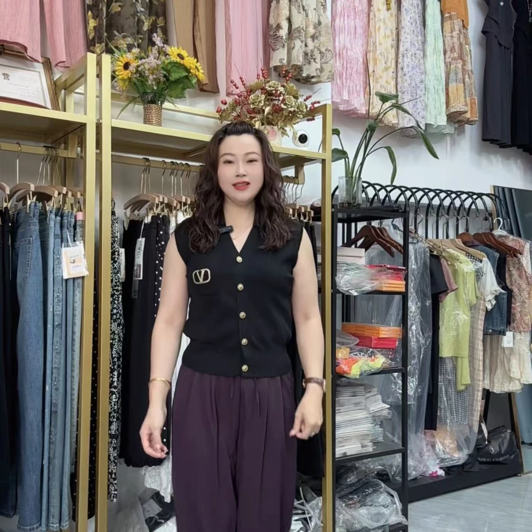 无袖夏季女休闲针织衫网红开衫薄款毛针织衫纯色V领