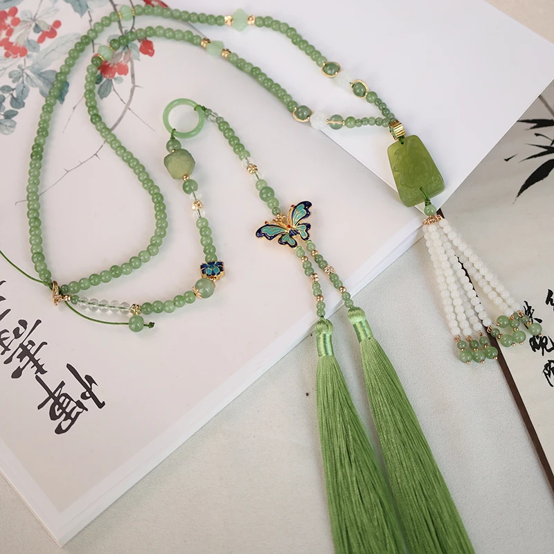 福璎珞汉服新中式马面裙配饰长流苏背云