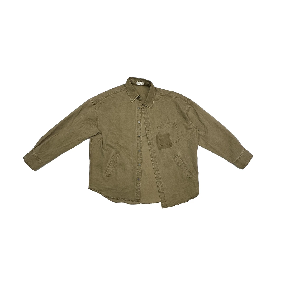 【直播大促专用】男士复古长袖衬衫百搭宽松卡其色外套TZ0601