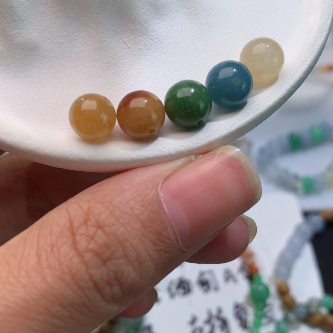 翡翠散珠浓色珠子一组