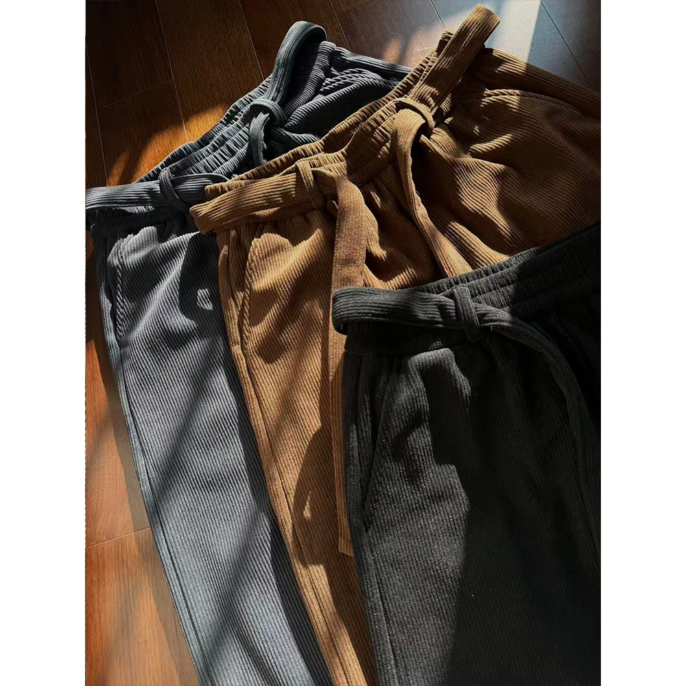 chements冬天保暖加绒加厚灯芯绒长裤男时尚百搭宽松直筒休闲裤潮