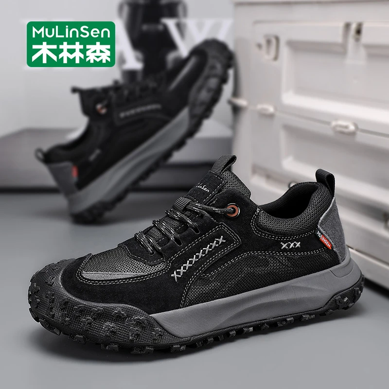 木林森男鞋2025新款秋季户外旅游老爹鞋网面透气登山运动鞋休闲鞋