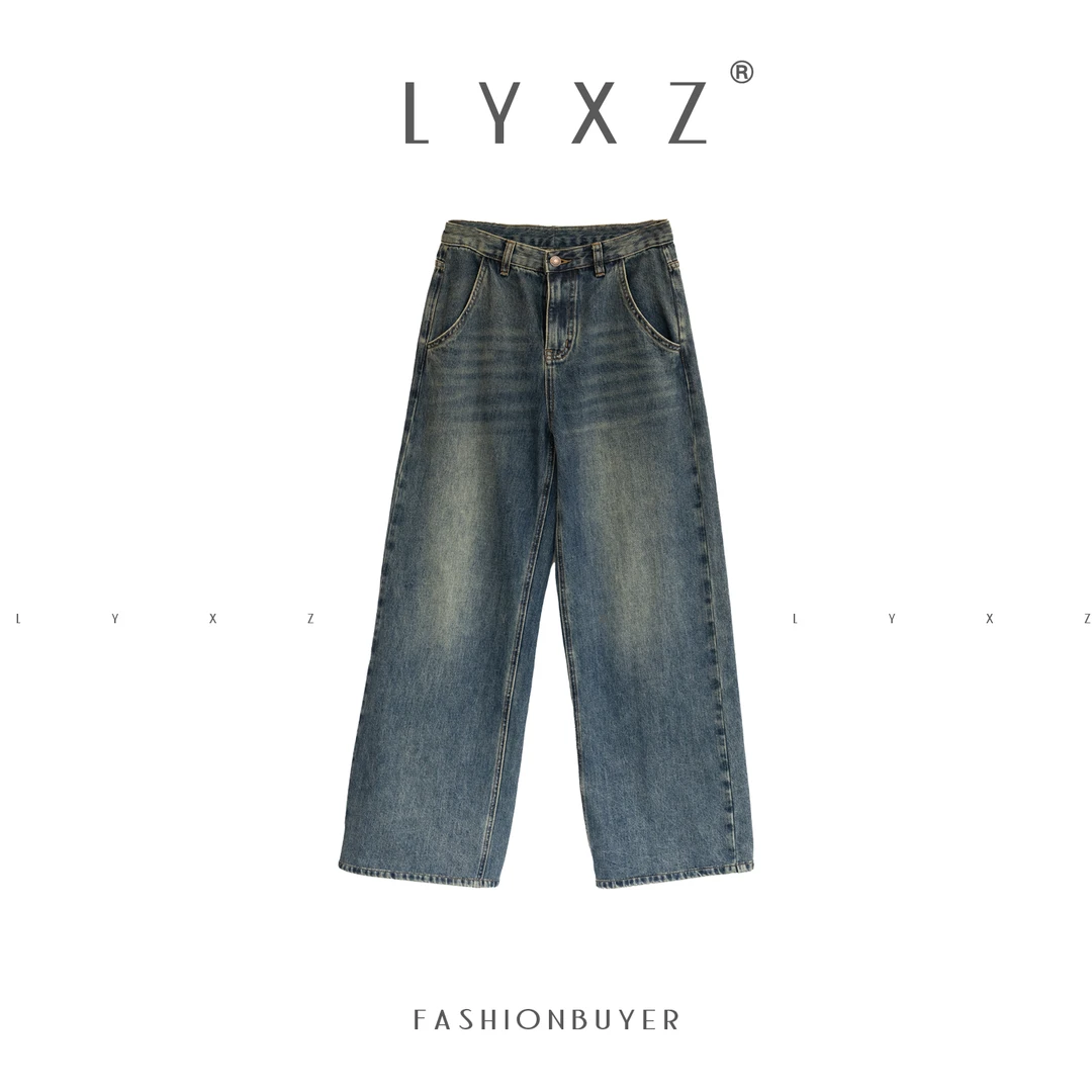LYXZ x 大小与【梦中情腿】复古直筒牛仔裤设计师显瘦女裤72908