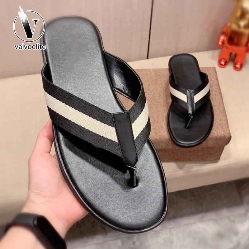 VALVOELITE夏季人字拖男款时尚外穿夹脚织带一字拖时尚防滑德训鞋
