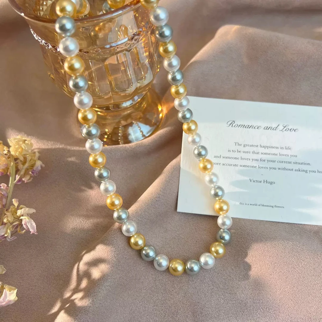 钛钢仿珍珠项链 Moonlight 新款混彩珍珠项链【612】元宝扣轻奢彩色