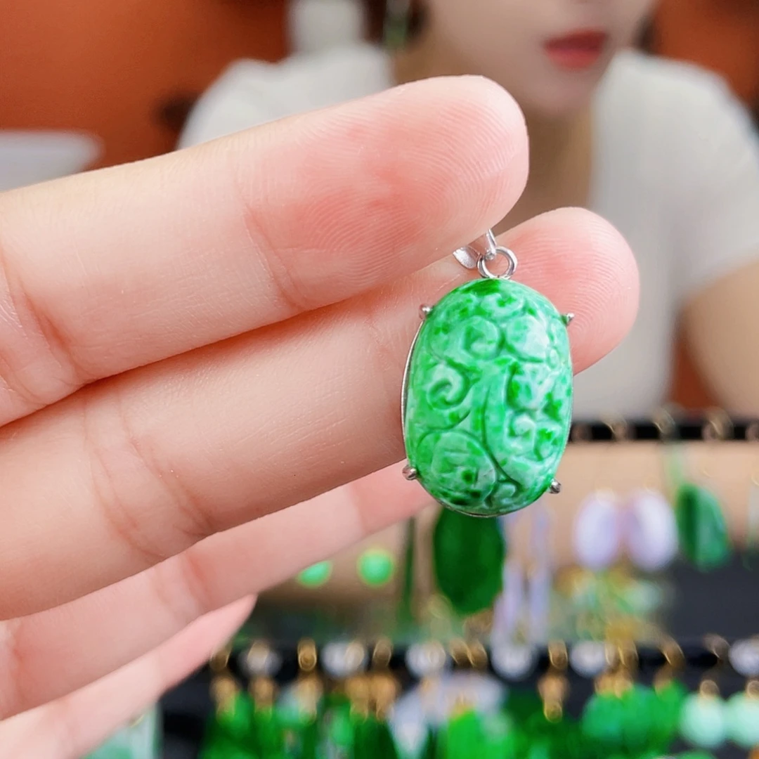 翡翠银S925镶嵌耳饰饰品