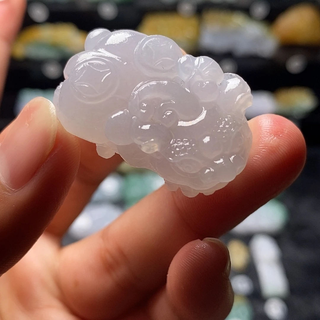定制翡翠未镶嵌毛货糯冰之上正冰之下种水口含珠貔貅