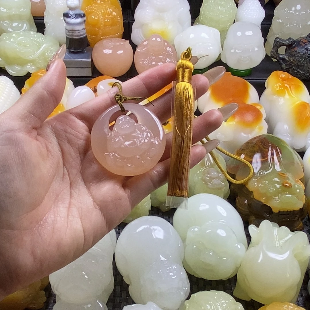 无花朵原石雕刻把件