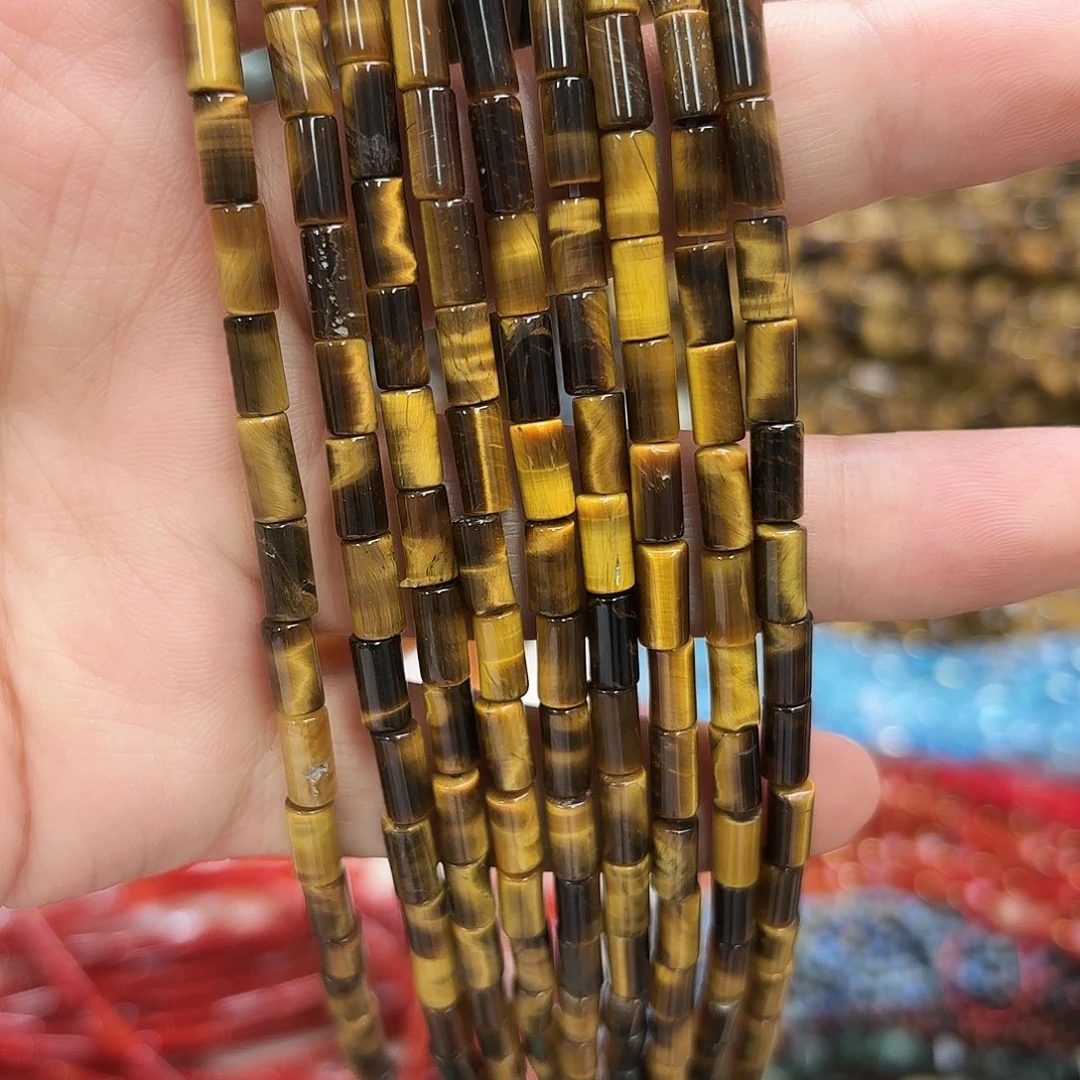 玛瑙/玉髓未镶嵌珠宝半成品4×8虎眼圆管一条