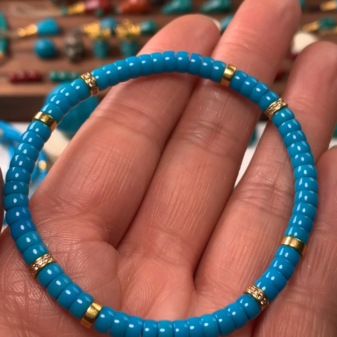 绿松石手串18K金镶嵌