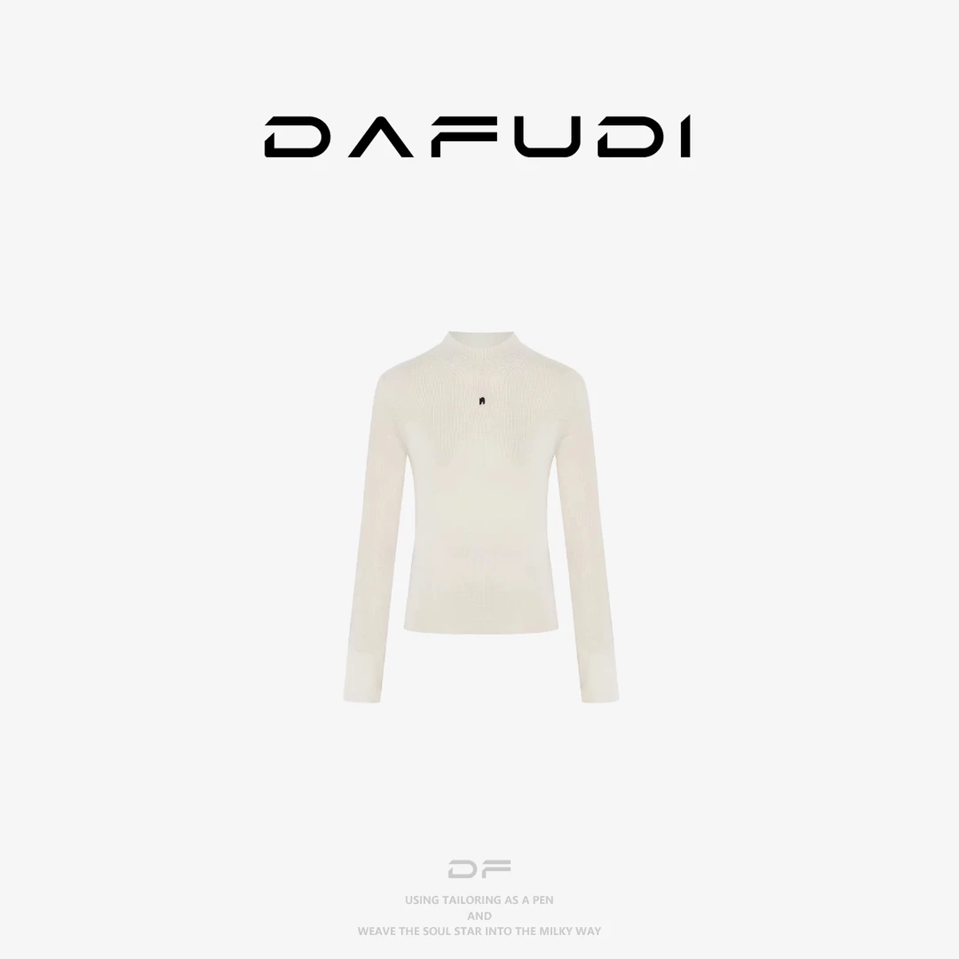 达芙笛春季新款美丽诺绵羊毛无缝一体时尚高领长袖针织衫1055