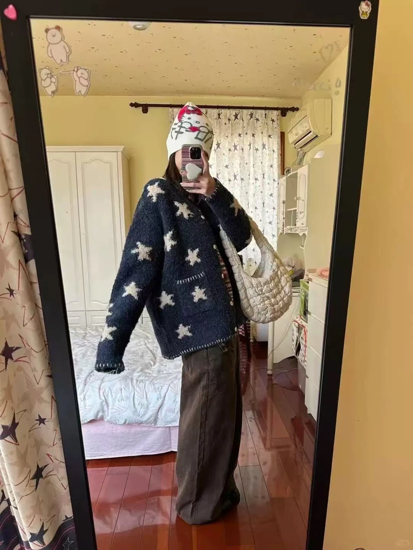 【591-690】25秋冬毛衫针织时尚宽松百搭网红开衫气质显瘦毛衣FAN