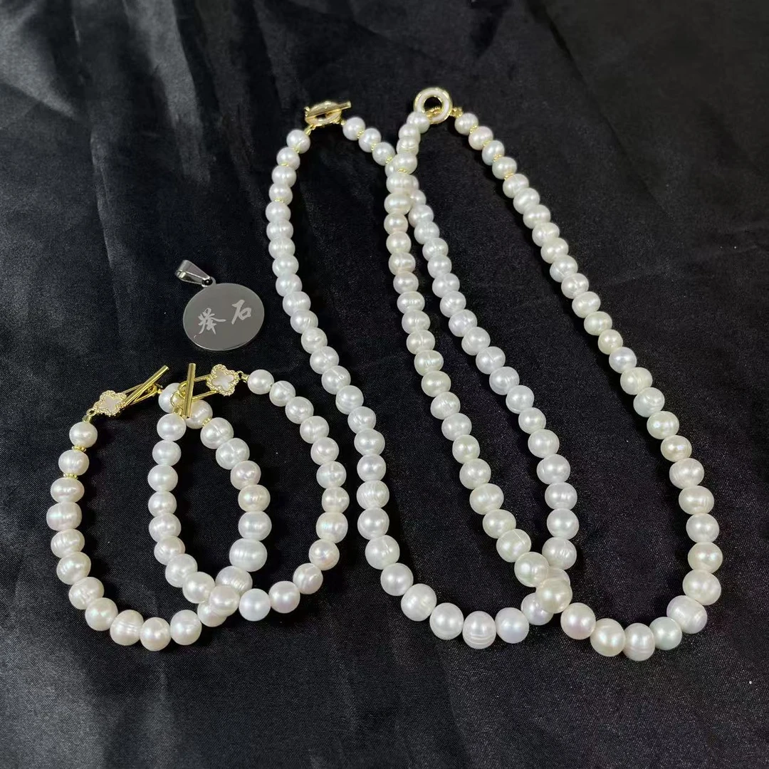 【举石饰品】X02-133-706珍珠项链+手链（两件/多样性发/约8mm）F