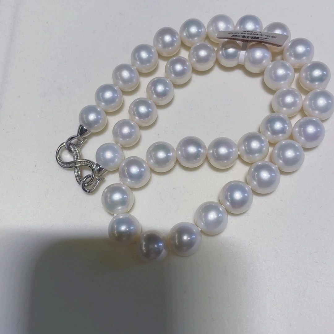 淡水珍珠银S925镶嵌颈饰无核无暇正圆