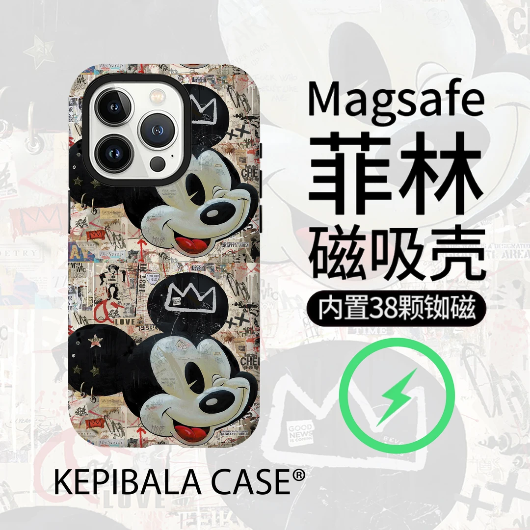 卡通米奇强磁吸菲林二合一车载防摔适用苹果16PROMAX15/14/13/12